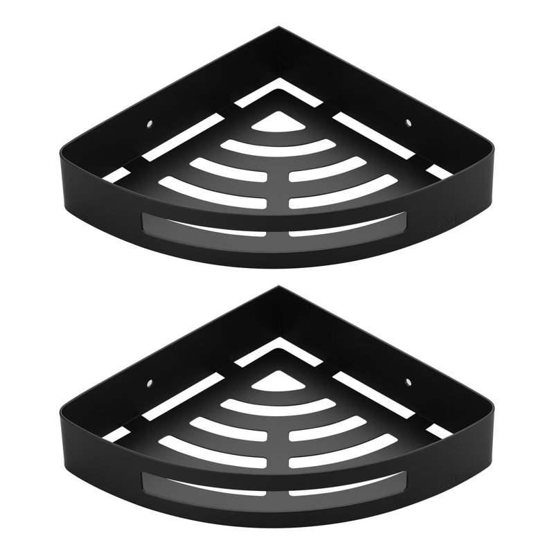 Stainless Steel Corner Shower Caddy, Wall-Mounted Triangular Shower Basket 2 Pack, Matte Black