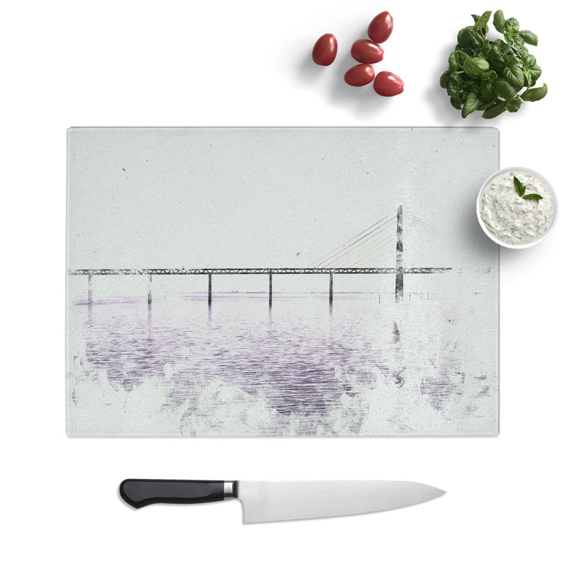 Tempered Glass Oresund Bridge Chopping Board, 28.5 cm x 39 cm
