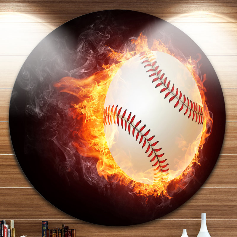 « baseball ball », impression sur métal, H 38 po x l 38 po x P 1 po