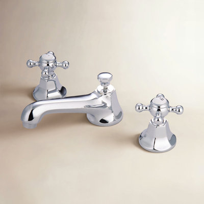 Kingston Brass Metropolitan Two-Handle 3-Hole Deck Mount Widespread Bathroom Faucet with Brass Pop-Up Drain