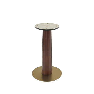 Dining Table de salle à manger ronde rétro en noyer de 80 cm avec base en laiton et bois massif. Table avec pieds en bois et base dorée, table pour 2 personnes pour les petits espaces (seulement la table de Négociation)