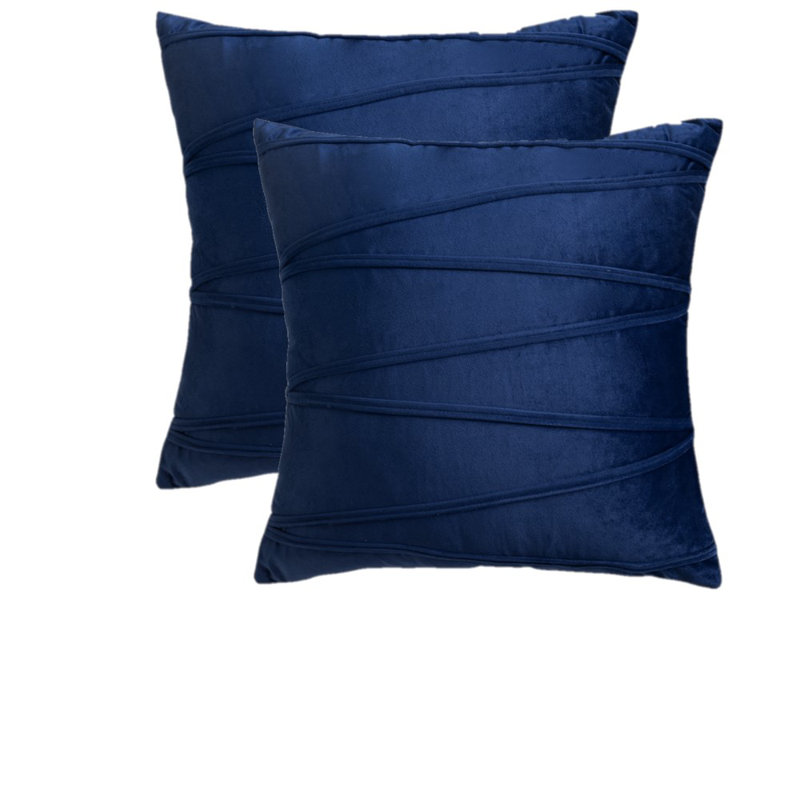 Housses de coussins carrés en velours Throw Cross Lines, 20 po x 20 po, Bleu foncé