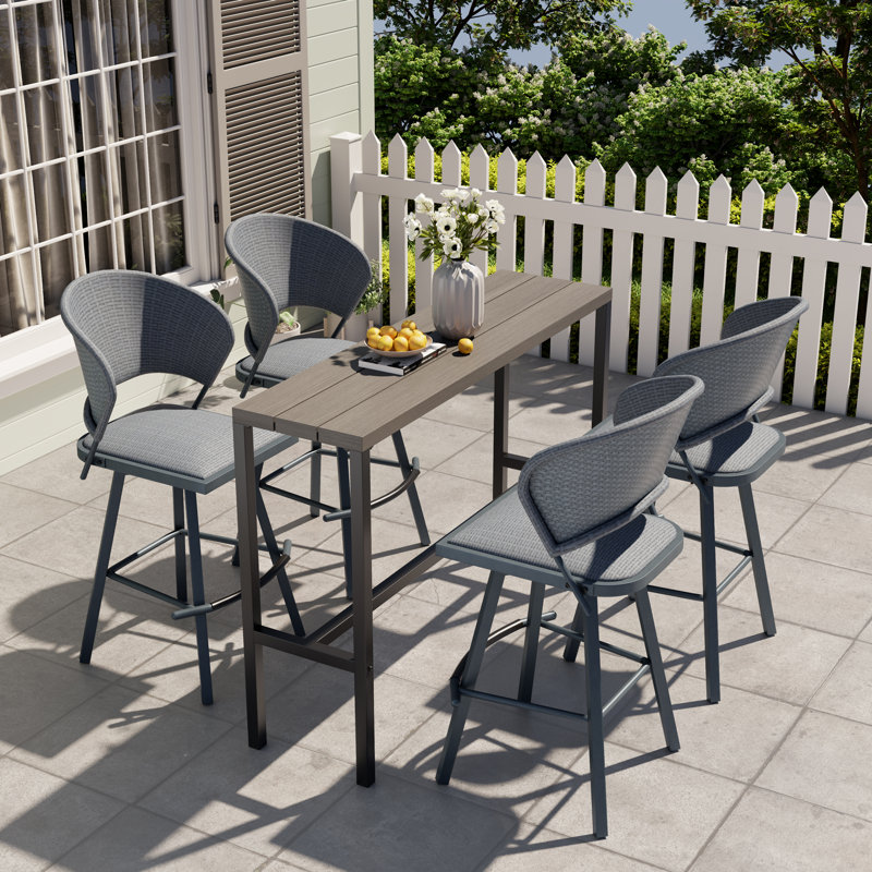 Ensemble de table de bar et tabouret de bar 5 pièces, Gris / gris clair