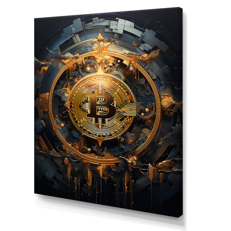 Golden Bitcoin Genesis I, reproduction d'art sur toile, Toile tendue, H 32 po x l 16 po x P 1 po