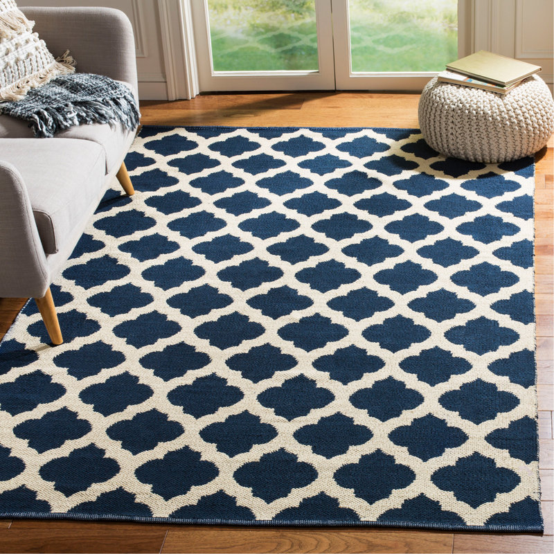 Romona Hand Woven Cotton Geometric Rug, Rectangle 5' x 8'