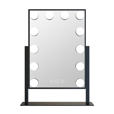 Miroir de maquillage Hollywood à trois tons XL avec 12 ampoules DEL