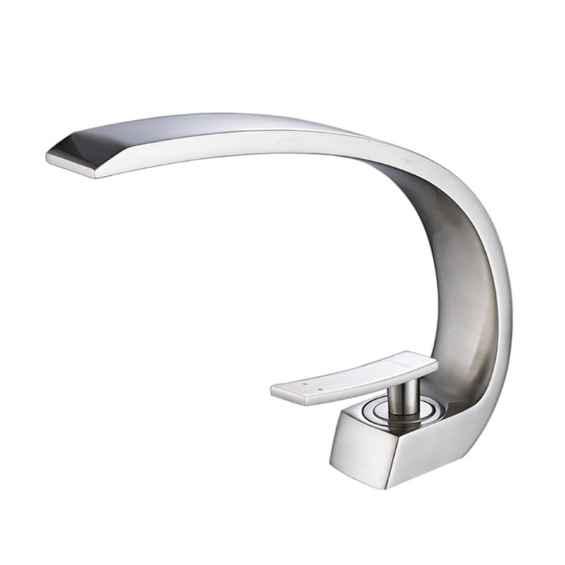 Single Handle Brass Bathroom Sink Faucet, Brushed Nickel