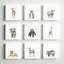 Aylin «Watercolor Zoo Animal Illustration», art sur toile 9 pièces