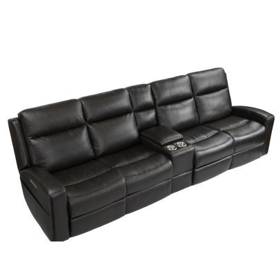 120.59'' Leather Reclining Modern Sofa Living Room Couch
