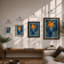 Orange Bloom In Blue Botanical - Print-1043665898-1043665893