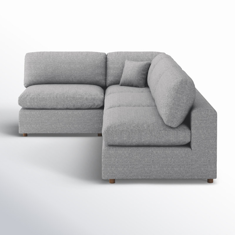 Jossa Upholstered L-Shaped Sectional Left Hand Facing, Gray Linen Blend