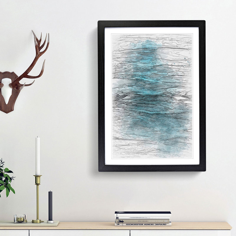Edges of the Sea in Abstract - Picture Frame Graphic Art Print, Black Framed, 48cm H x 36cm W x 2cm D