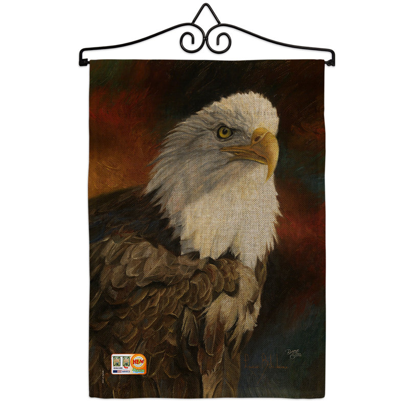 Drapeau de jardin 2 côtés 1,5 x 1,1 pieds "portrait d’un eagle en toile jute nature sauvage à impressions sauvages