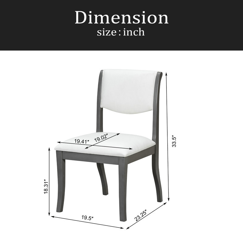 Ensemble de 2 chaises de salle à manger rembourrées - Élégantes chaises d'appoint en tissu traditionnel avec lignes courbes, structure en bois massif