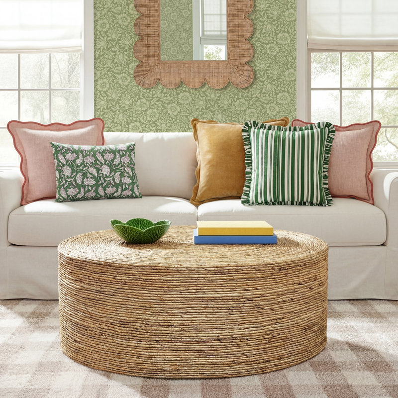 Evana Woven Drum Coffee Table