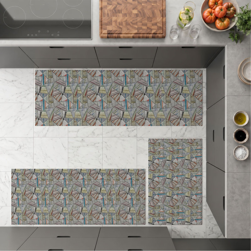 Abstract Geometric Non-Slip Washable Kitchen Mats