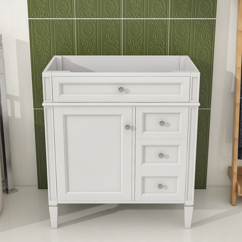 Meuble-lavabo élégant avec tablettes et tiroirs réglables, White