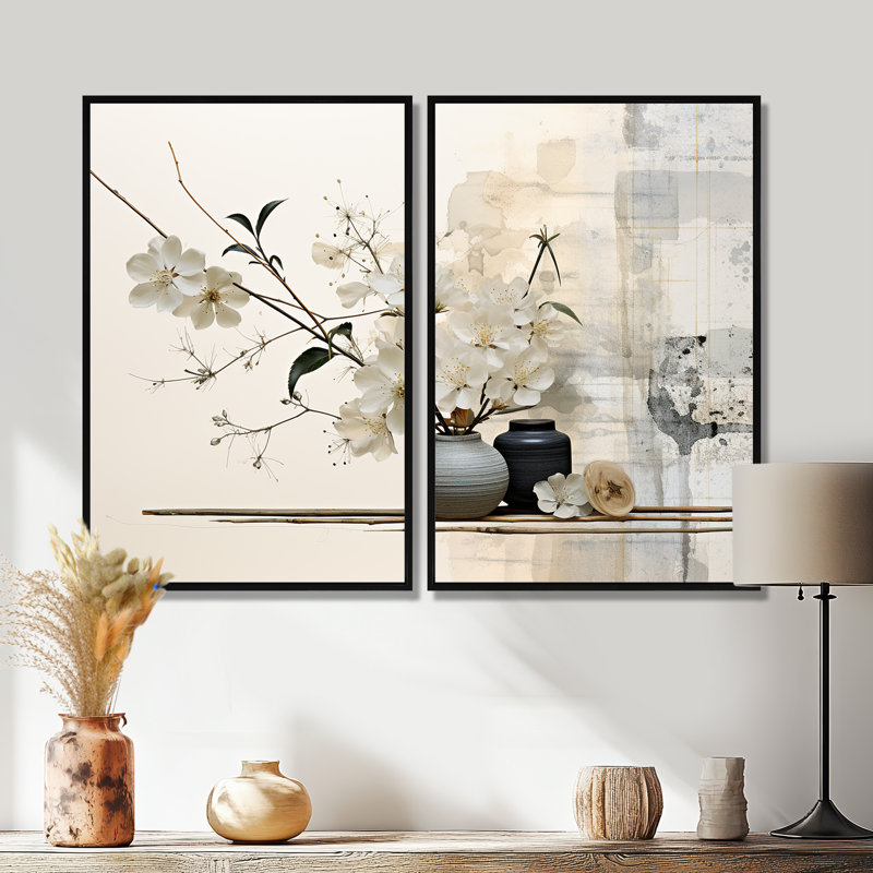 «Asian Art Sumie Zen II - People Asian Art», reproduction d'art sur toile, 36" H x 48" W, Impression encadrée flottante