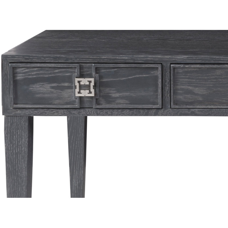 Anthracite Ceruse 60'' Traditional Home Office Desk with Brass Hardware
