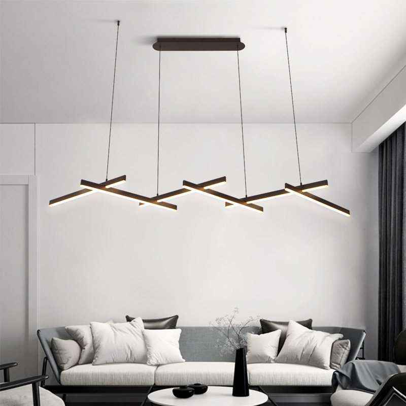 Luminaire suspendu linéaire pour îlot de cuisine 4 lumières Konen
