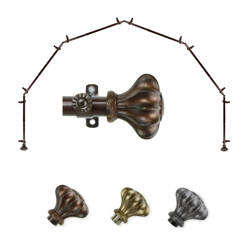 Tringle à rideaux 6 côtés Bay, Cacao, 18 à 28 po (de chaque côté)