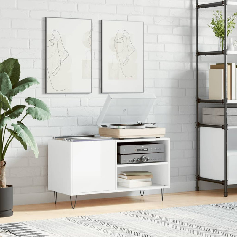48cm H Media Cabinet, High Gloss White