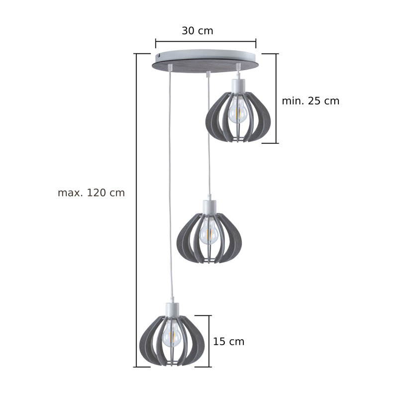 Parma 3 - Light Cluster Pendant, Grey