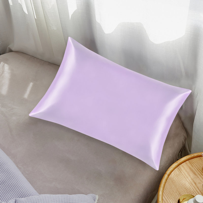 Taie d'oreiller en soie naturelle à fermeture à glissière, Taies d'oreiller pour grand lit, Lavande