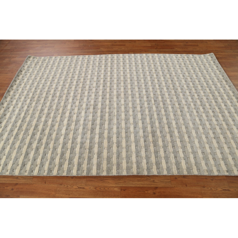 Tapis oriental rayé Gabbeh noué à la main 5 x 8