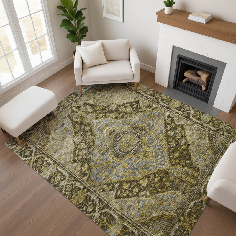 Premium Machine Washable Lubbers AMF1761 Border Rug, Rectangle 8' x 10'