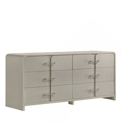 Modern 6-Drawer Dresser With Textured Front, Metal Handles And Ball Bearing Glide System(Includes Only Dresser)