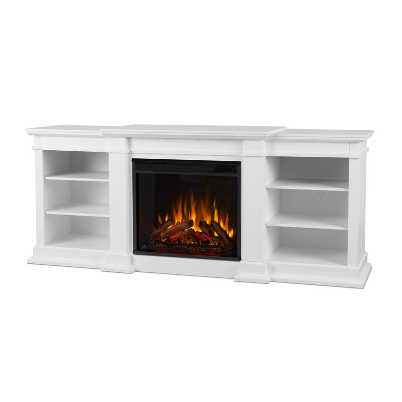 Fresno TV Stand with Fireplace, White