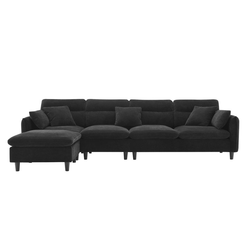 Ensemble de canapé modulaire convertible, ensemble de canapé en L réversible avec coussins gratuits, siège intérieur en chenille avec repose-pieds, appartement,