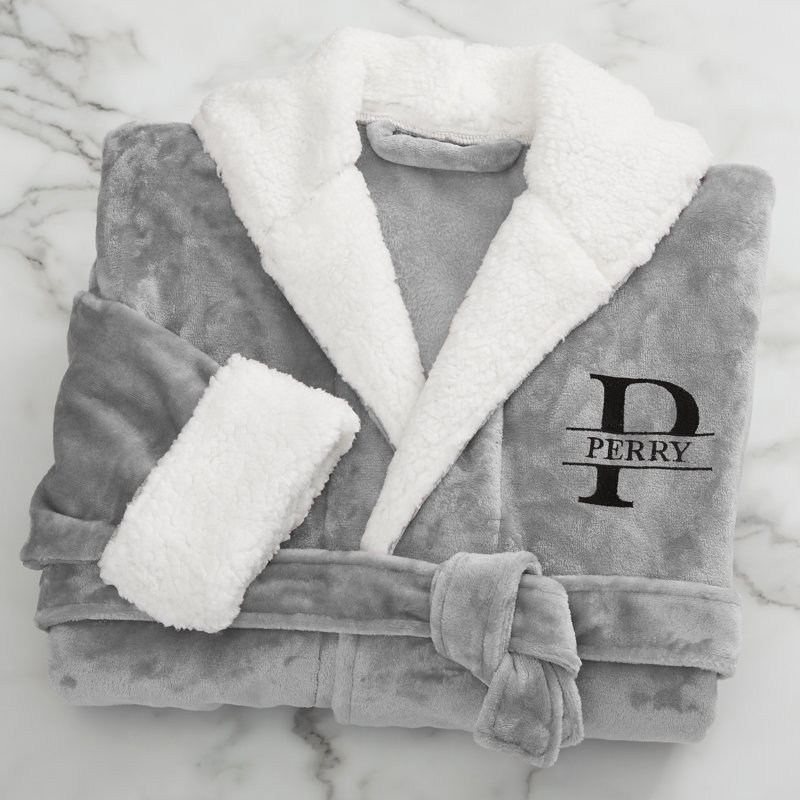 Peignoir en molleton mi-mollet avec poches et capuche, Gris / argent