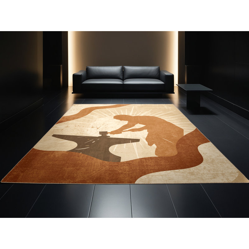 Tapis brun lavable à la machine Botkins, 2 x 5