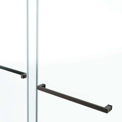 Porte de douche coulissante double sans cadre, porte de douche double, 3/8 po (10 mm) en verre trempé Sgcc, acier inoxydable