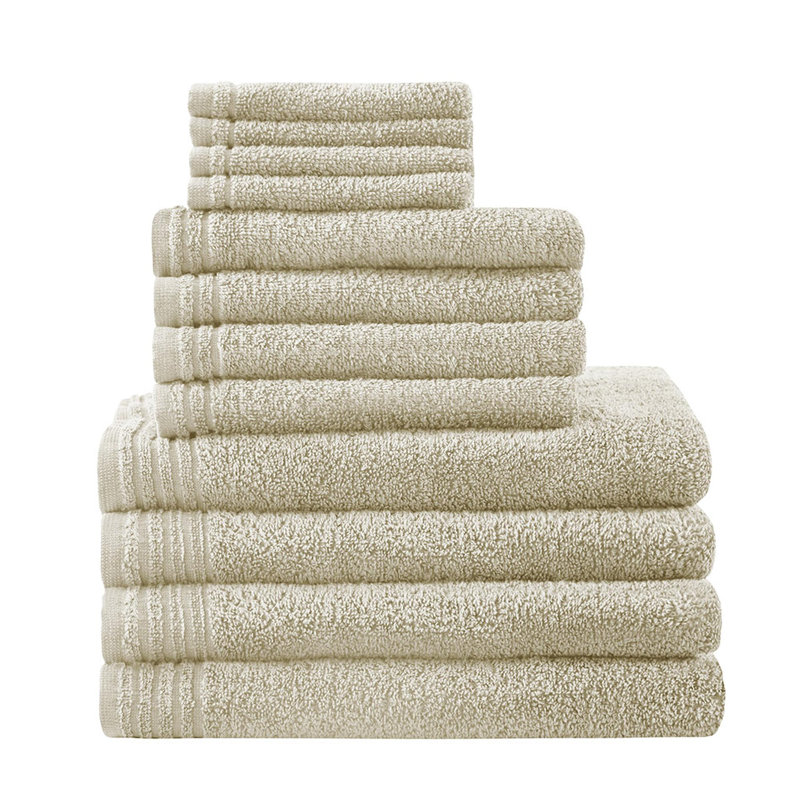Quick-drying and breathable 100% cotton towels (set of 12), Taupe