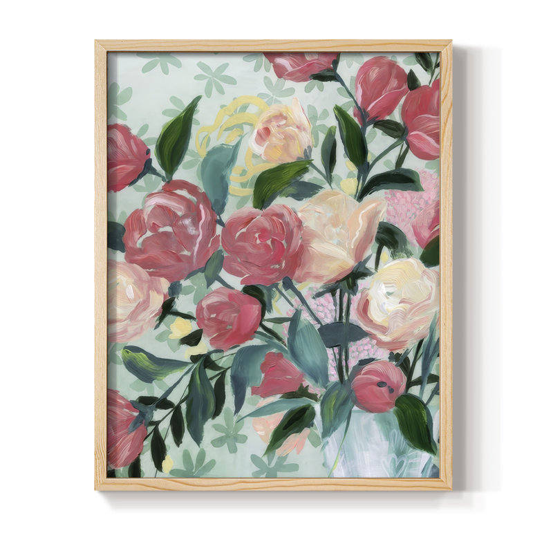 " Painted Posies II ", Natural, 30" H x 24" W