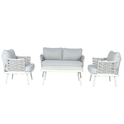 Mariano Steel 4-Pieces Coversation Set, Off White+Grey
