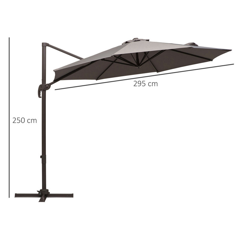 Brenlei 295cm Cantilever Parasol, Grey