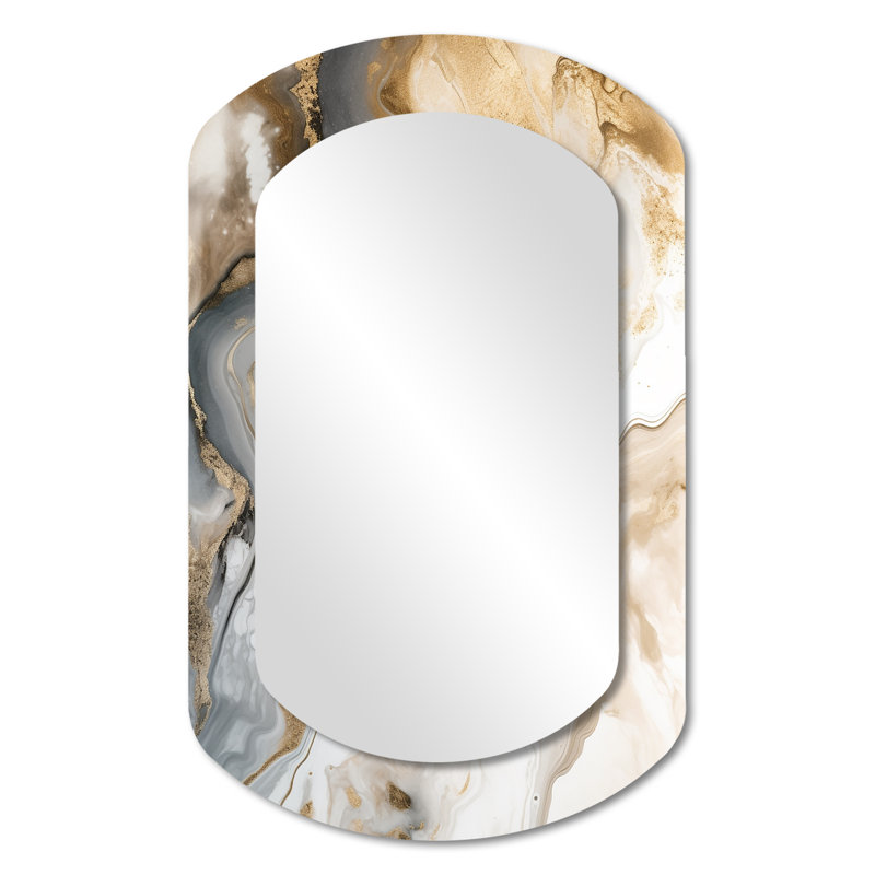 Maness Gold et Grey A Marble Effect V - Grand cylindre cylindrique en marbre, 31 po x 19 po