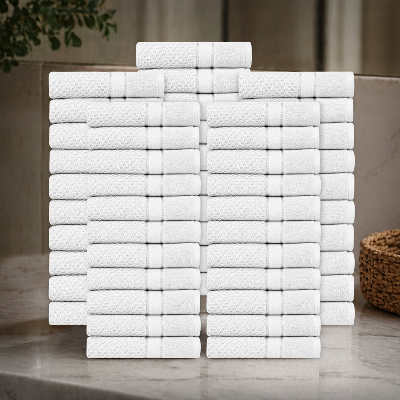 Collection de serviettes texturées 100% coton Mulaayam, Blanc