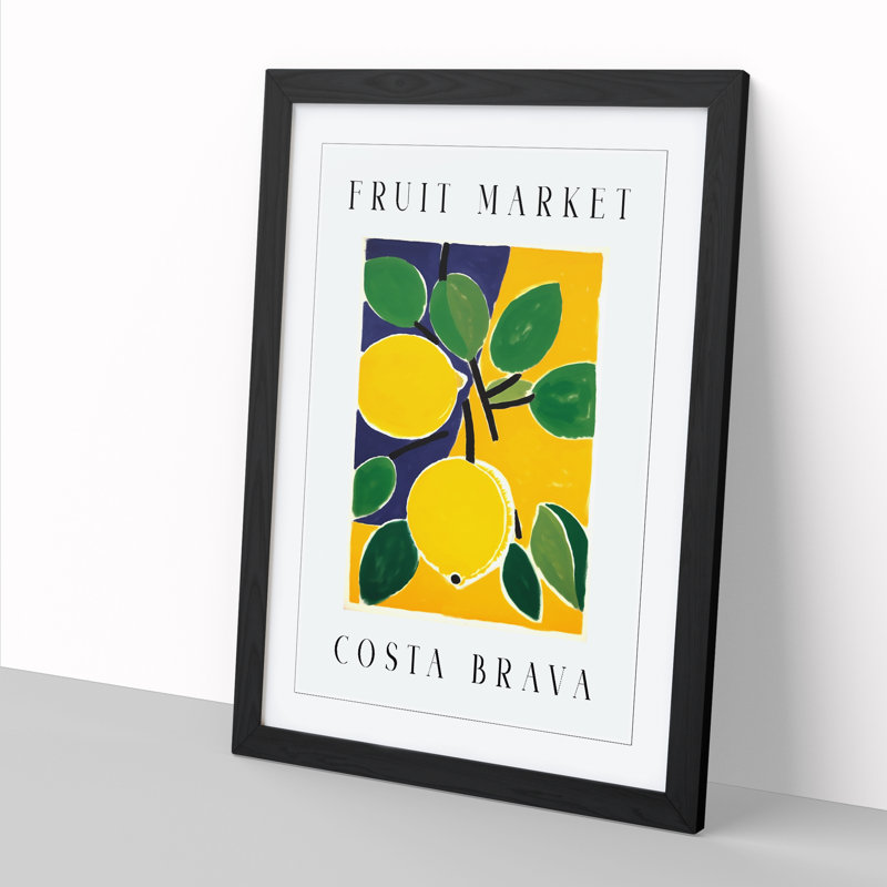 Lemon Costa Brava Fruit Market Exhibition - Single Picture Frame Print on Wood, 46cm H x 34cm W x 2cm D