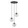 Neva 3-Light Transitional Globe Chandelier for Entryways with 7 in. Clear Iridescent Glass Shades