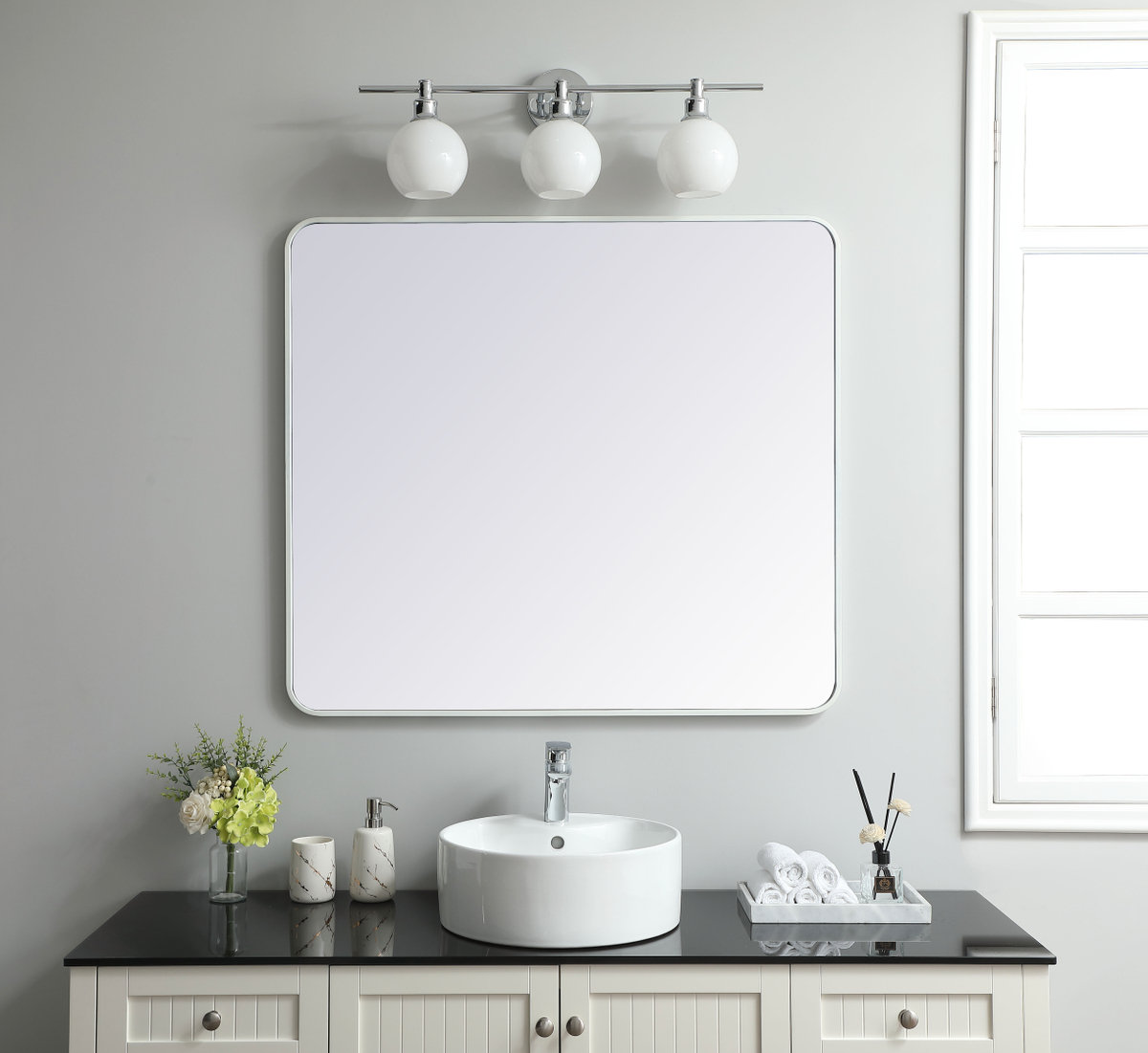Sabine Accent Mirror, 40" x 36", White