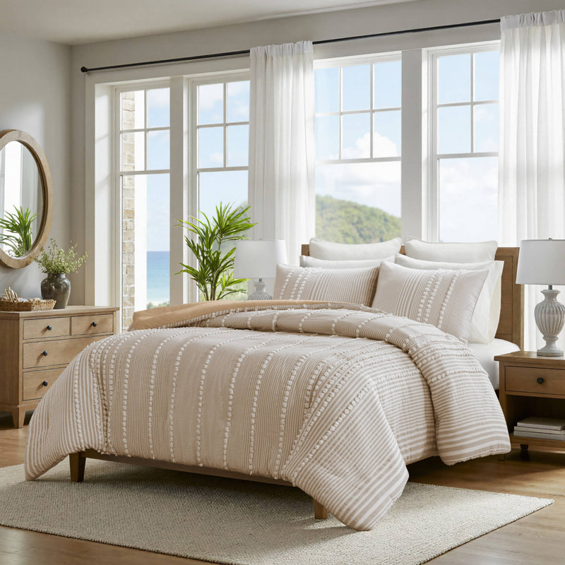 Ensemble de housse de couette Anslee, Housse de couette très grand et 2 très grandes t, Beige