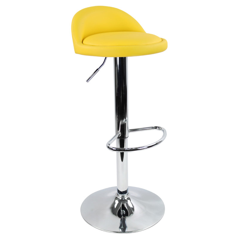 Temelec Swivel Upholstered Adjustable Height Counter Stool with Metal Frame, Yellow
