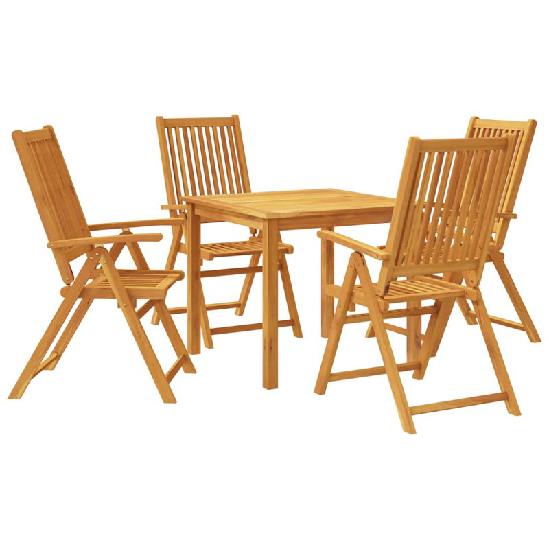 Kamille 4 - Person Acacia Wood Patio Dining Set with Square Table, 74cm H x 85cm L x 85cm W