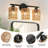 3-Light Boho Armed  Wall Sconce with Woven Lampshade Black Fixture for Mirror Farmhouse Bedroom 