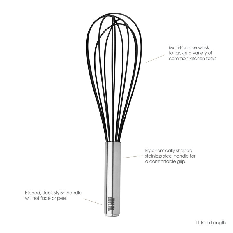 Tovolo 11" Silicone Whip Whisk, Stainless Steel/Black